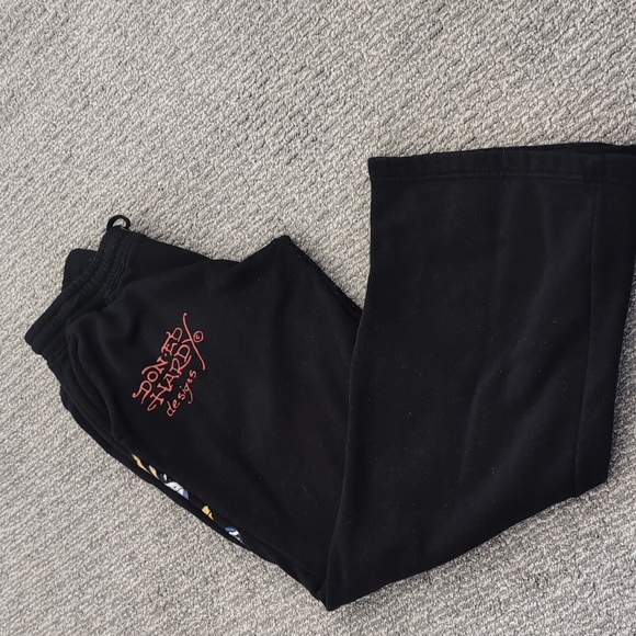 Ed Hardy Pants - Ed Hardy Black Skull Flared Sweatpants
